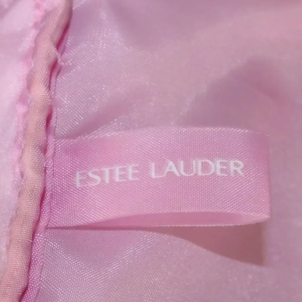 Estee Lauder Cosmetic Makeup Bag Pink Travel Passport New York EUC